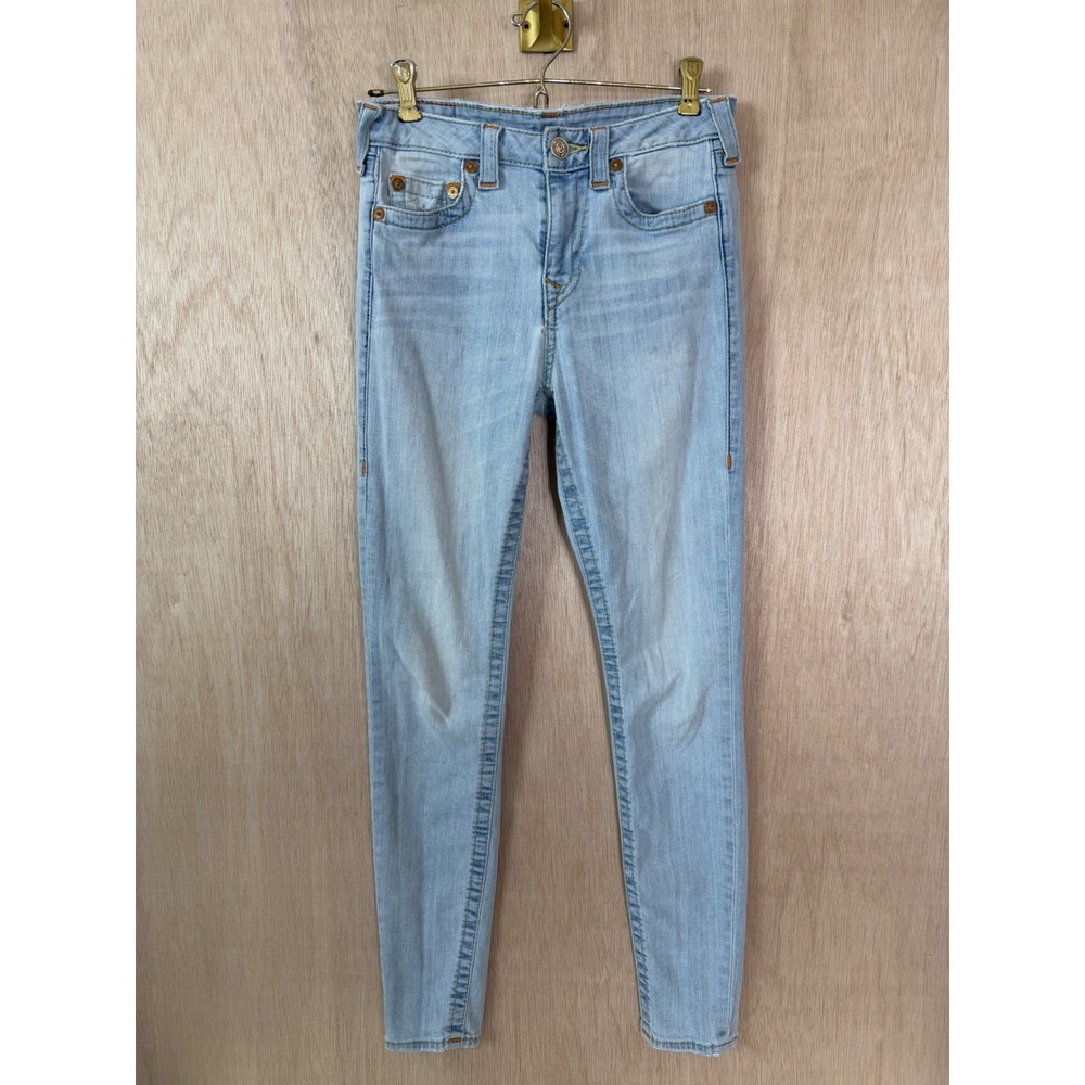 True Religion Halle Super Skinny Light Wash Jeans 27 Made in Mexico